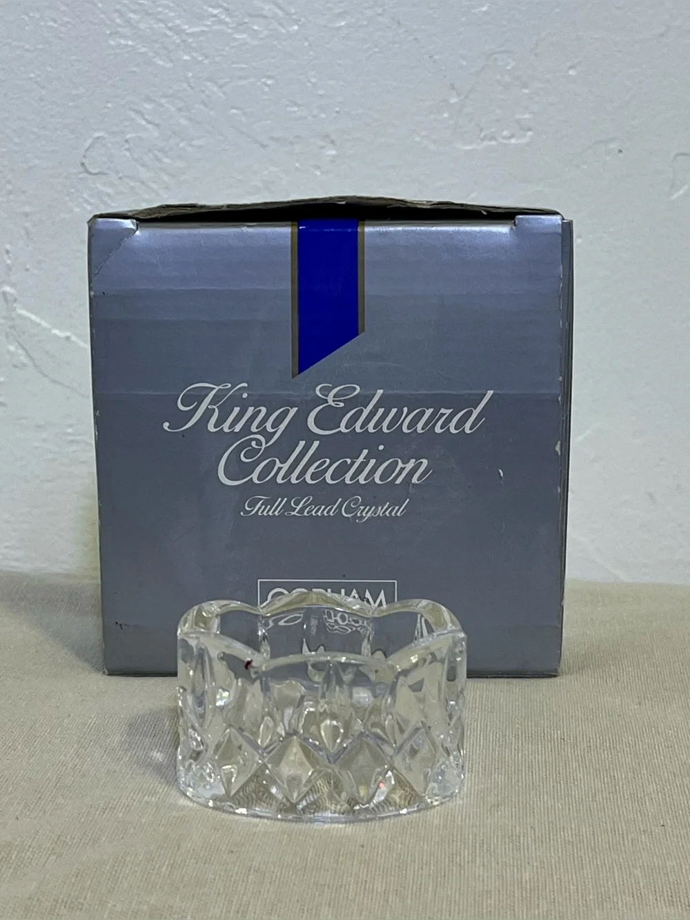 Vintage Gorham King Edward Full Lead Crystal Napkin Rings Set of 4 In Box